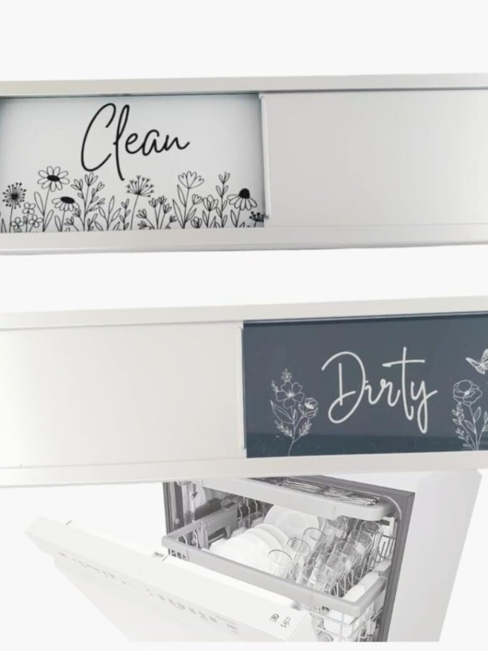 Dishwasher Magnet Clean Dirty Sign, Clean/Dirty Dishwasher Magnetic, Wildflower